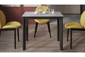 Стол раздвижной Риттер Тип 1 Черный муар, Керамика матовая серый мрамор