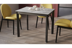 Стол раздвижной Риттер Тип 1 Черный муар, Керамика матовая серый мрамор