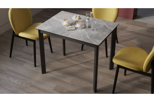 Стол раздвижной Риттер Тип 1 Черный муар, Керамика матовая серый мрамор