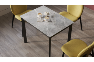 Стол раздвижной Риттер Тип 1 Черный муар, Керамика матовая серый мрамор