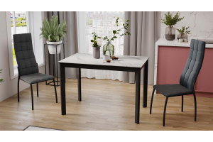 Стол раздвижной Риттер Тип 2 Черный муар, Керамика матовая белый мрамор