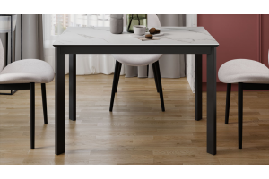 Стол раздвижной Риттер Тип 2 Черный муар, Керамика матовая белый мрамор