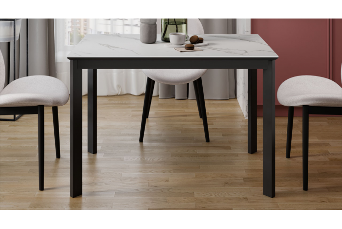 Стол раздвижной «Риттер» Тип 2 Черный муар, Керамика матовая белый мрамор