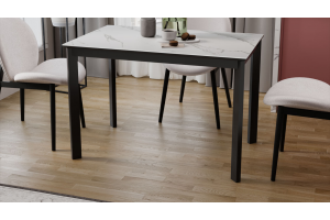 Стол раздвижной Риттер Тип 2 Черный муар, Керамика матовая белый мрамор