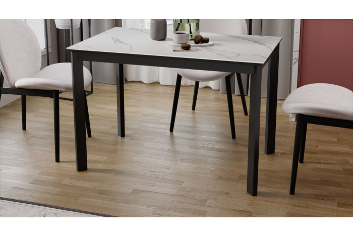 Стол раздвижной «Риттер» Тип 2 Черный муар, Керамика матовая белый мрамор