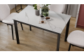 Стол раздвижной «Риттер» Тип 2 Черный муар, Керамика матовая белый мрамор