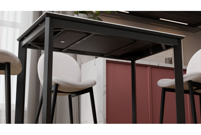 Стол раздвижной «Риттер» Тип 2 Черный муар, Керамика матовая белый мрамор