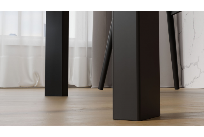 Стол раздвижной «Риттер» Тип 2 Черный муар, Керамика матовая белый мрамор