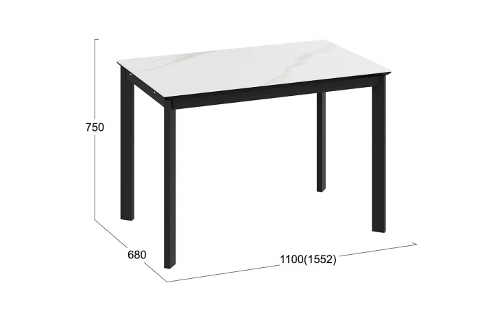 Стол раздвижной «Риттер» Тип 2 Черный муар, Керамика матовая белый мрамор