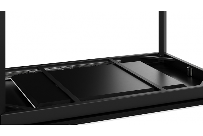 Стол раздвижной «Риттер» Тип 2 Черный муар, Керамика матовая серый мрамор