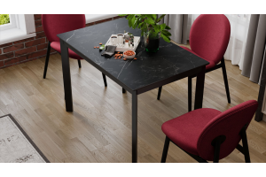 Стол раздвижной Риттер Тип 2 Черный муар, Керамика матовая черный мрамор