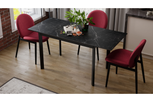 Стол раздвижной Риттер Тип 2 Черный муар, Керамика матовая черный мрамор