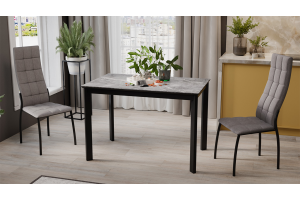 Стол раздвижной Риттер Тип 2 Черный муар, Керамика матовая серый мрамор