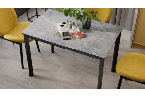 Стол раздвижной Риттер Тип 2 Черный муар, Керамика матовая серый мрамор