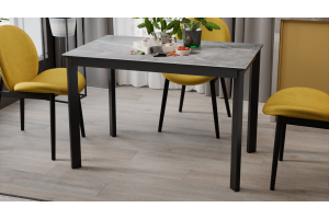 Стол раздвижной Риттер Тип 2 Черный муар, Керамика матовая серый мрамор