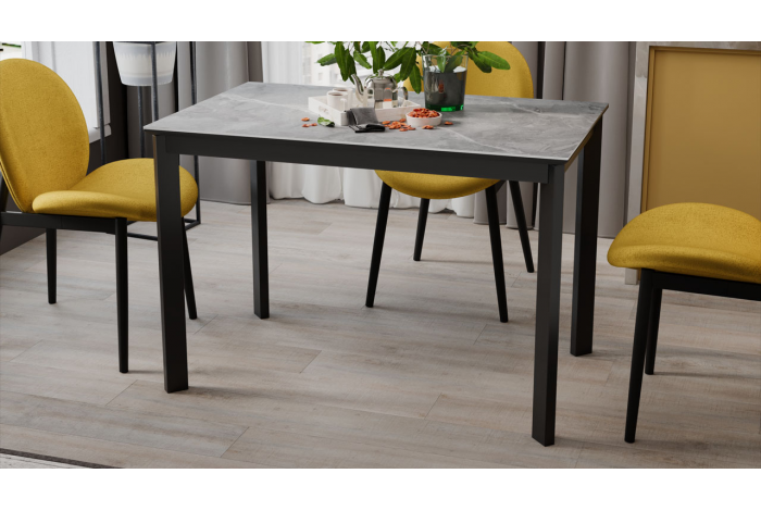 Стол раздвижной «Риттер» Тип 2 Черный муар, Керамика матовая серый мрамор