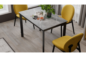 Стол раздвижной Риттер Тип 2 Черный муар, Керамика матовая серый мрамор