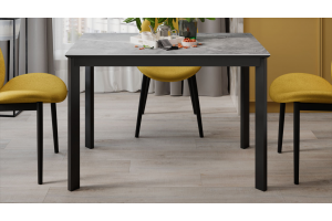 Стол раздвижной Риттер Тип 2 Черный муар, Керамика матовая серый мрамор