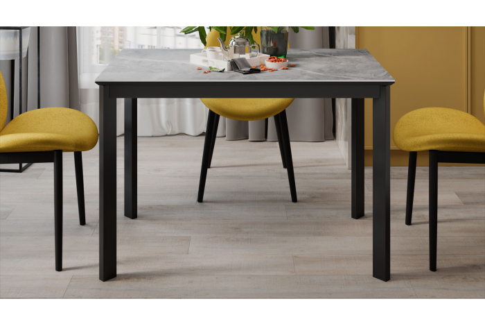 Стол раздвижной «Риттер» Тип 2 Черный муар, Керамика матовая серый мрамор