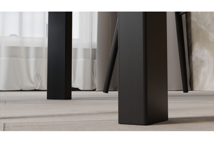 Стол раздвижной «Риттер» Тип 2 Черный муар, Керамика матовая серый мрамор