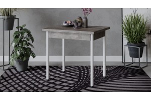 Стол раскладной Родос Тип 2 с опорой d40 Белый муар, Ателье темный