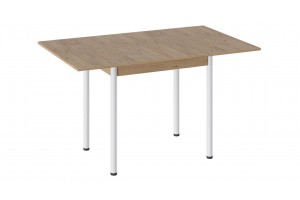 Стол раскладной Родос Тип 2 с опорой d40 Белый муар, Дуб Крафт золотой