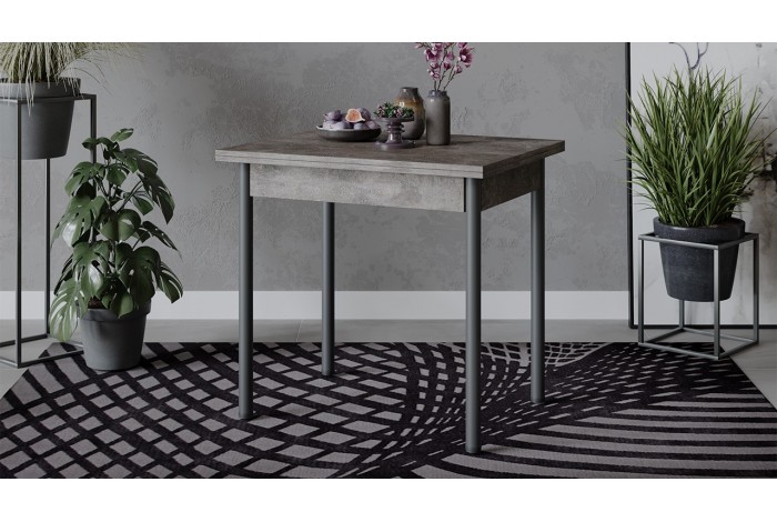 Стол раскладной «Родос» Тип 2 с опорой d40 Черный муар, Ателье темный