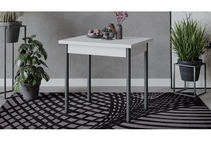 Стол раскладной «Родос» Тип 2 с опорой d40 Черный муар, Белый