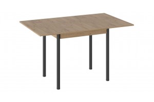 Стол раскладной Родос Тип 2 с опорой d40 Черный муар, Дуб Крафт золотой