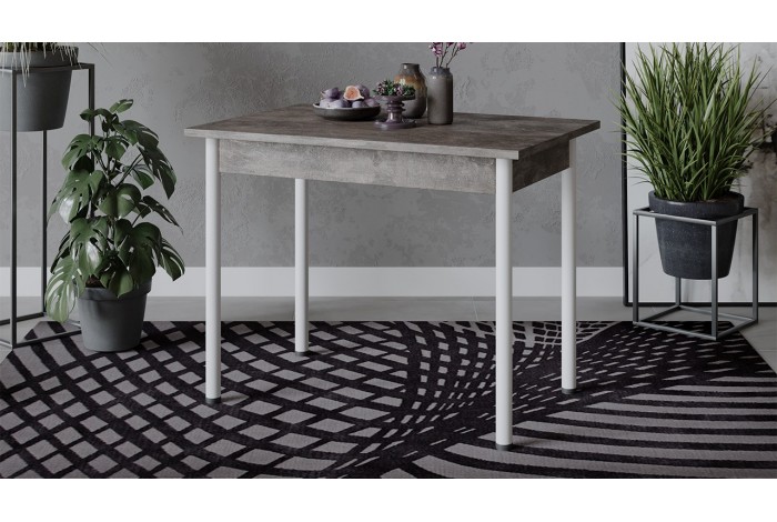 Стол «Родос» Тип 1 с опорой d40 Белый муар, Ателье темный