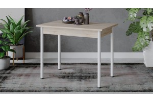 Стол Родос Тип 1 с опорой d40 Белый муар, Дуб Сонома