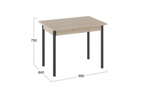 Стол Родос Тип 1 с опорой d40 Черный муар, Дуб Сонома