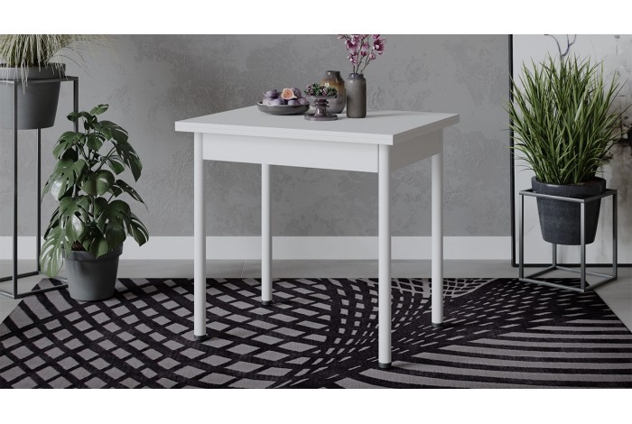 Стол раскладной «Родос» Тип 2 с опорой d40 Белый муар, Белый