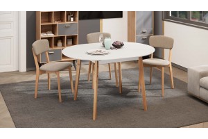 Стол обеденный раздвижной Форли Тип 1 Б-161 Белый матовый, Натуральное дерево