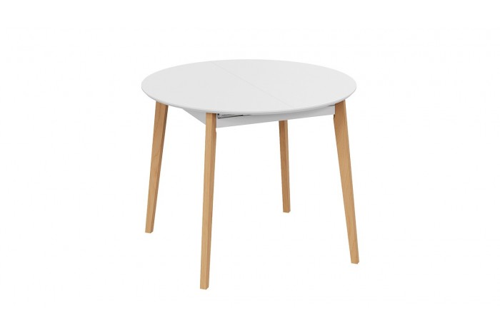 Стол обеденный раздвижной «Форли» Тип 1 - Б-161 Белый матовый, Натуральное дерево