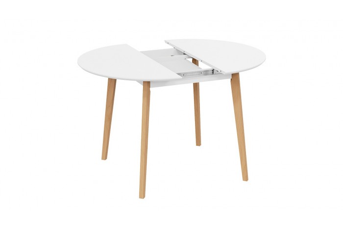 Стол обеденный раздвижной «Форли» Тип 1 - Б-161 Белый матовый, Натуральное дерево