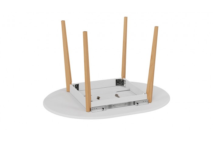 Стол обеденный раздвижной «Форли» Тип 1 - Б-161 Белый матовый, Натуральное дерево
