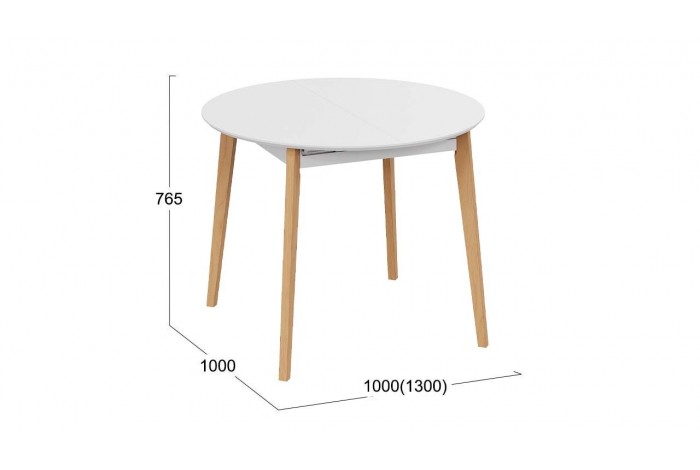 Стол обеденный раздвижной «Форли» Тип 1 - Б-161 Белый матовый, Натуральное дерево