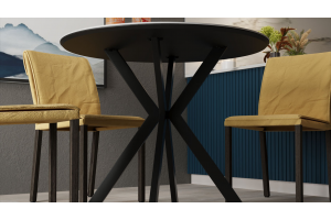 Стол обеденный Эрвин Тип 1 Черный муар, Керамика матовая белый мрамор