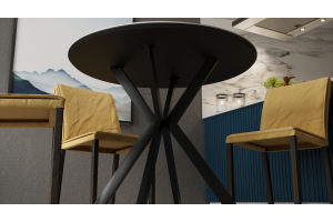 Стол обеденный Эрвин Тип 1 Черный муар, Керамика матовая белый мрамор