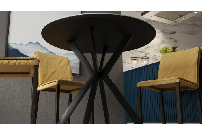 Стол обеденный «Эрвин» Тип 1 Черный муар, Керамика матовая белый мрамор