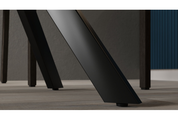 Стол обеденный «Эрвин» Тип 1 Черный муар, Керамика матовая белый мрамор