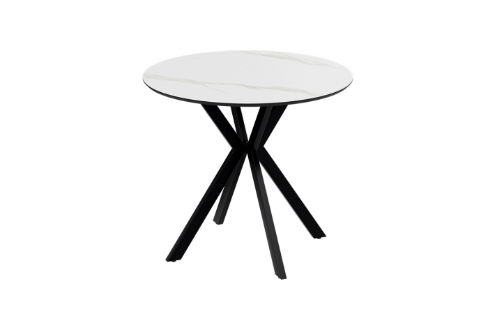 Стол обеденный «Эрвин» Тип 1 Черный муар, Керамика матовая белый мрамор