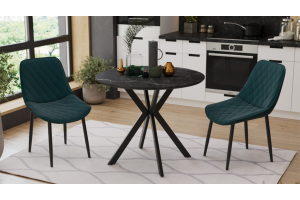 Стол обеденный Эрвин Тип 1 Черный муар, Керамика матовая черный мрамор