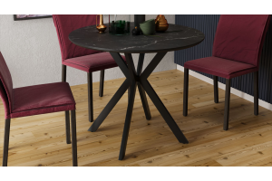 Стол обеденный Эрвин Тип 1 Черный муар, Керамика матовая черный мрамор