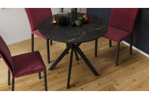 Стол обеденный Эрвин Тип 1 Черный муар, Керамика матовая черный мрамор