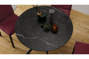 Стол обеденный Эрвин Тип 1 Черный муар, Керамика матовая черный мрамор