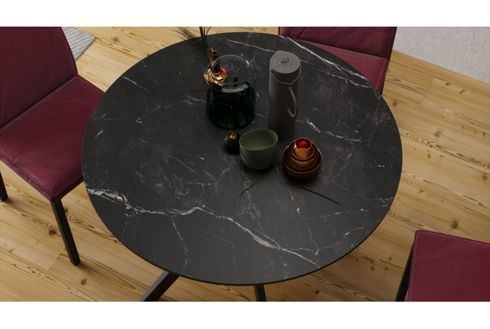 Стол обеденный «Эрвин» Тип 1 Черный муар, Керамика матовая черный мрамор