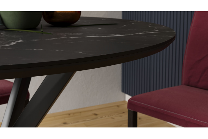 Стол обеденный «Эрвин» Тип 1 Черный муар, Керамика матовая черный мрамор