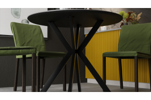 Стол обеденный Эрвин Тип 1 Черный муар, Керамика матовая серый мрамор